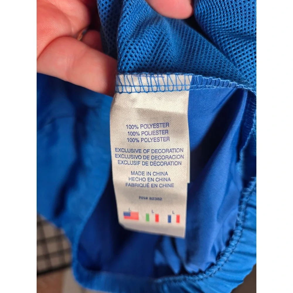 Champion Mens Blue Packable Anorak Windbreaker Jacket Script Logo Size L